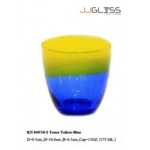 Glass 049/10-2 Tones Yellow-Blue - 13 oz. Handmade Colour Glass, 2 Tones Yellow-Blue (375 ml.)