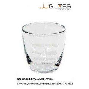 Glass 049/10 LT-Twin Milky White - Handmade Colour Glass, Saitemsen Milky White 12 oz. (350 ml.)