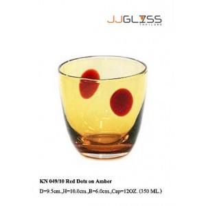 Glass 049/10 Red Dots on Amber - 12 oz. Glassware with Red Dots On Amber (325 ml.)