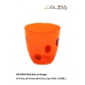 Glass 049/10 Red Dots on Orange - 12 oz. Glassware with Red Dots On Orange (325 ml.)
