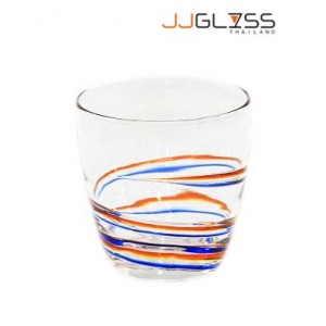 Glass 049/10 Twin Line Orange-Blue - 12 oz. Handmade Colour Glass, Spiral (350 ml.)