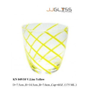 Glass 049/10 V.Line Yellow - Handmade Colour Glass With Vertical Yellow 12 oz. (350 ml.)