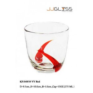 Glass 049/10 YY Red - 13 oz. Red Glass with Striped Colors on Top (375 ml.)