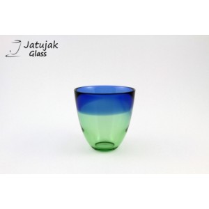 Glass  P049/10-2 Tones Blue-Green - 13 oz. Handmade Colour Water Glass, 2 Tones Blue-Green (375 ml.)