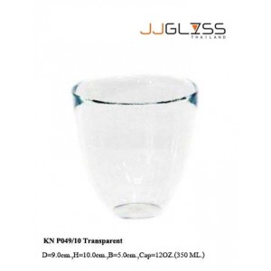 แก้ว P049/10 ใส - แก้วน้ำ แฮนด์เมด ทรงหยดน้ำ แบบหนา สีใส 12 ออนซ์ (350 มล.)