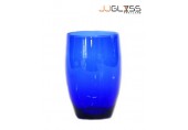 แก้ว 050 สีน้ำเงิน - แก้วน้ำ แฮนด์เมด ทรงกลม ปากตัด สีน้ำเงิน ความจุ 12 ออนซ์ (350 มล.)