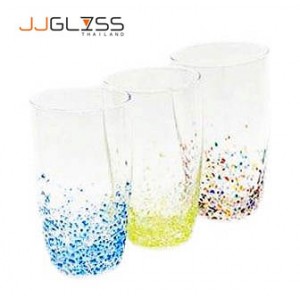 Glass 054/15 GG - Transparent Handmade Colour Glass With Colour Splatter Patern