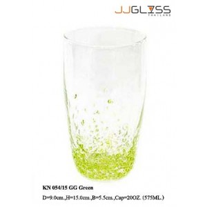 Glass 054/15 GG Green - Transparent Handmade Colour Glass With Green Splatter Patern