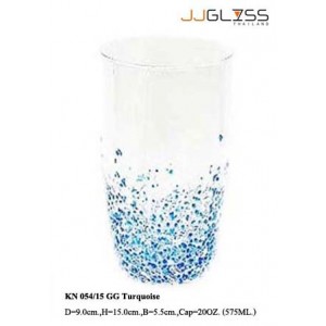 Glass 054/15 GG Turquoise - Transparent Handmade Colour Glass With Turquoise Splatter Patern