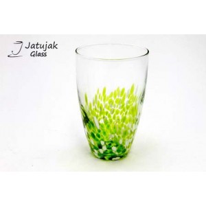 Glass 054L LT Green-Milky White - Handmade Colour Glass, Design Mark Blue-Milky White 18 oz. (500 ml.)