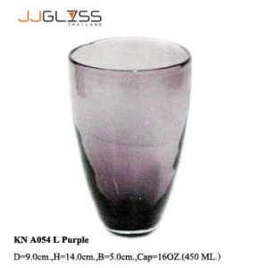 แก้ว A054 L ม่วง - แก้วน้ำ แฮนด์เมด ทรงหยดน้ำ สีม่วง 16 ออนซ์ (450 มล.)