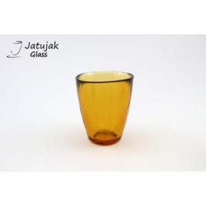 แก้ว P054/9 ลายเย็น ชา - แก้วน้ำ แฮนด์เมด ทรงหยดน้ำ ลายเย็น ผิวแก้วไม่เรียบ สีชา 6 ออนซ์ (175 มล.)