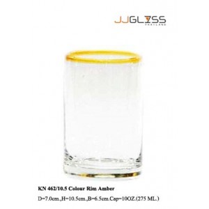 Glass 462/10.5 Colour Rim Amber - 10 oz. Handmade Colour Glass, Colour Rim Amber (275 ml.)