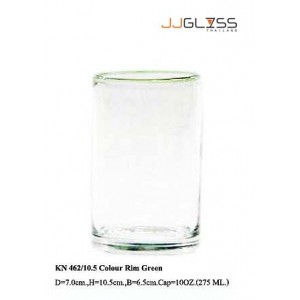 Glass 462/10.5 Colour Rim Green - 10 oz. Handmade Colour Glass, Colour Rim Green (275 ml.)