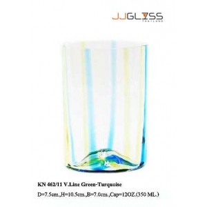 Glass 462/11 V.Line Green-Turquoise - Handmade Colour Glass With Vertical Green-Turquoise 12 oz. (350 ml.)
