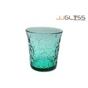 Glass 732/9 BYST Olive Green - 9 oz. Olive Green Colored BYST Pattern Glass (250 ml.)
