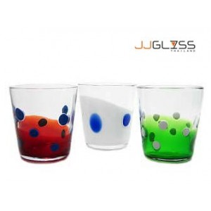 Glass 742/10 Dots and Milky Bottom - 11 oz. Glassware with Milky Dots and Colored Bottom (325 ml.) Water Glass
