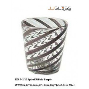 Glass 742/10 Spiral Ribbin Purple - Handmade Colour Glass, Spiral Ribbin Purple 12 oz. (350 ml.)