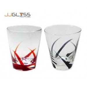 Glass 742/10.5 YY - 12 oz. Glass with Striped Colors on Top (350 ml.)