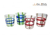 Glass 742/10 Multi-Color Lines - 11 oz. Multiple Colored Net Lines on Transparent Glass (325 ml.)