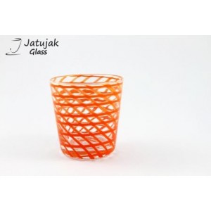 Glass 742/8.5 Spiral+Line Orange - Handmade Colour Glass, Spiral+Line Orange 8 oz. (225 ml.)