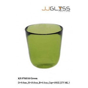 แก้ว P765/10 เขียว - แก้วน้ำ แฮนด์เมด ทรงก้นมน แบบหนา สีเขียว 10 ออนซ์ (275 มล.)