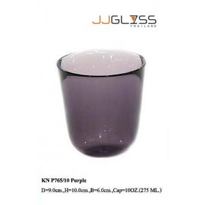 แก้ว P765/10 ม่วง - แก้วน้ำ แฮนด์เมด ทรงก้นมน แบบหนา สีม่วง 10 ออนซ์ (275 มล.)