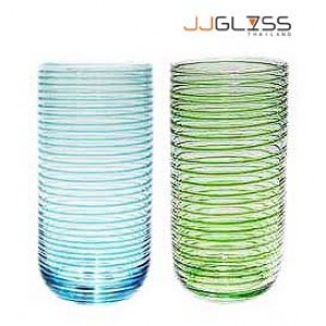Glass 95/15 Spiral Color Highball - 17 oz. Handmade Colour Spiral Design Highball Glassware (475 ml.)