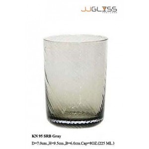 Glass 95 SRB Gray - 8 oz. Gray Handmade Colour Water Glass (225 ml.)