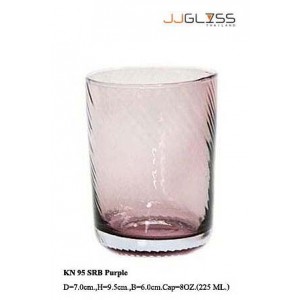 Glass 95 SRB Purple - 8 oz. Purple Handmade Colour Water Glass (225 ml.)