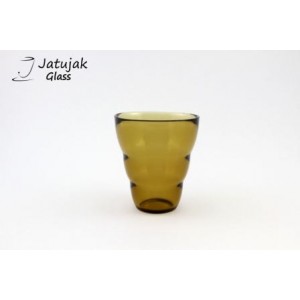 แก้ว P11 ลอนชา - แก้วน้ำ แฮนด์เมด ทรงกรวย เป็นลอน สีชา 13 ออนซ์ (375 มล.)