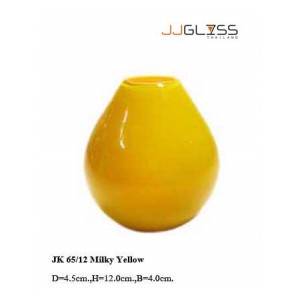 แจกัน 65/12 มิ้วเหลือง - แจกันแก้ว แฮนด์เมด ทรงกลม สีมิ้วเหลือง
