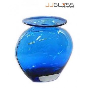 JK 701 Flat Turquoise - Handmade Colour Vase with Turquoise Oval