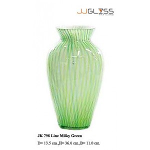 JK 798 Line Milky Green - Milky Green Line Handmade Colour Vase