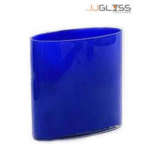 JK Oval 10 cm. Milky Blue - Handmade Colour Vase with Milky Blue Oval