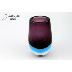 JK Oval 19-2 Tones (N) Purple - Handmade Colour Vase with Milky Purple Oval