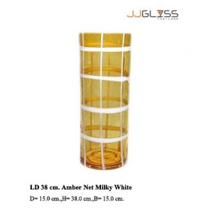 LD 38 cm. Amber Net Milky White - Handmade Colour Glass, Amber Net Milky White 