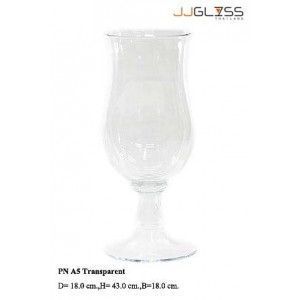 PN A5 Transparent - Transparent Handmade Colour Vase, Height 43 cm.