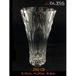 AMORN) Vase 250 CB - แจกันแก้วคริสตัล เจียระไน 