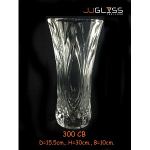 AMORN) Vase 300 CB - แจกันแก้วคริสตัล เจียระไน 