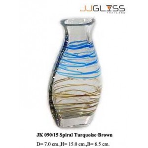 JK 090/15 Spiral Turquoise-Brown - Handmade Colour Glass, Spiral Colors