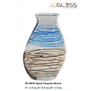 JK 090/25 Spiral Turquoise-Brown - Handmade Colour Glass, Spiral Colors