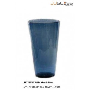 JK 742/30 Wide Mouth Blue - Handmade Colour Vase , Wide Mouth Blue
