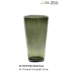 แจกัน 742/30 ปากบานเขียว - แจกันแก้ว แฮนด์เมด ทรงกรวยสูง ปากบาน สีเขียว