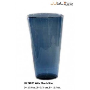 JK 742/35 Wide Mouth Blue - Handmade Colour Vase , Wide Mouth Blue