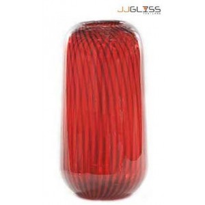 JK Red Rock 39 cm. - Handmade Colour Vase , Red Line Black 