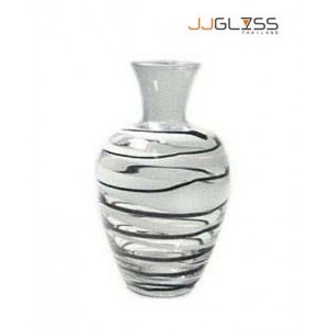 KP 13.5 cm. Spiral Black-White - Handmade Colour Vase, Spiral Black-White 